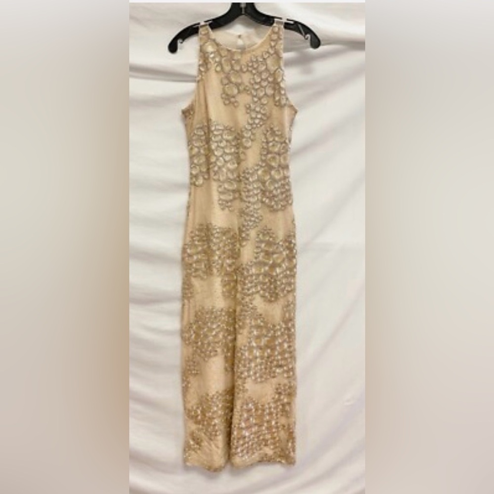 Badgley Mischka Champagne Sequin Gown